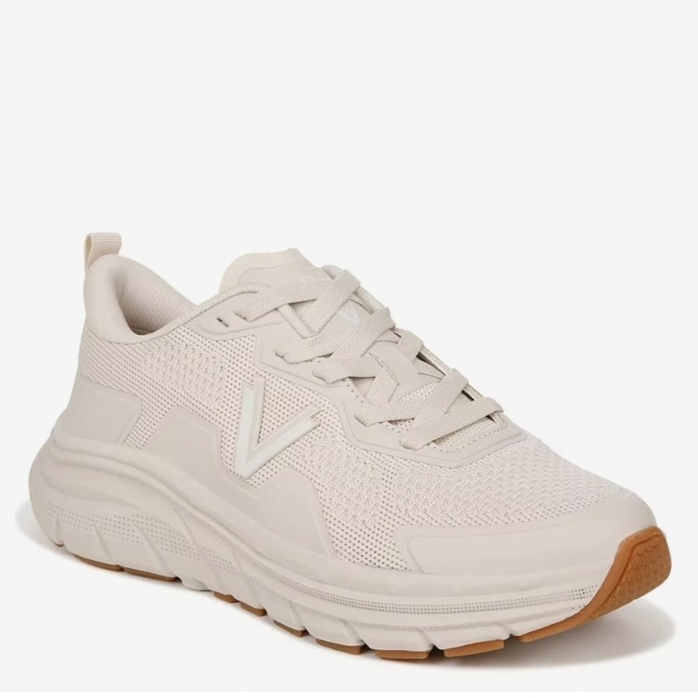 Vionic Walk Max Knit Sneakers Cream Lace Up Comfort‎ Orthotic Women's Size 9